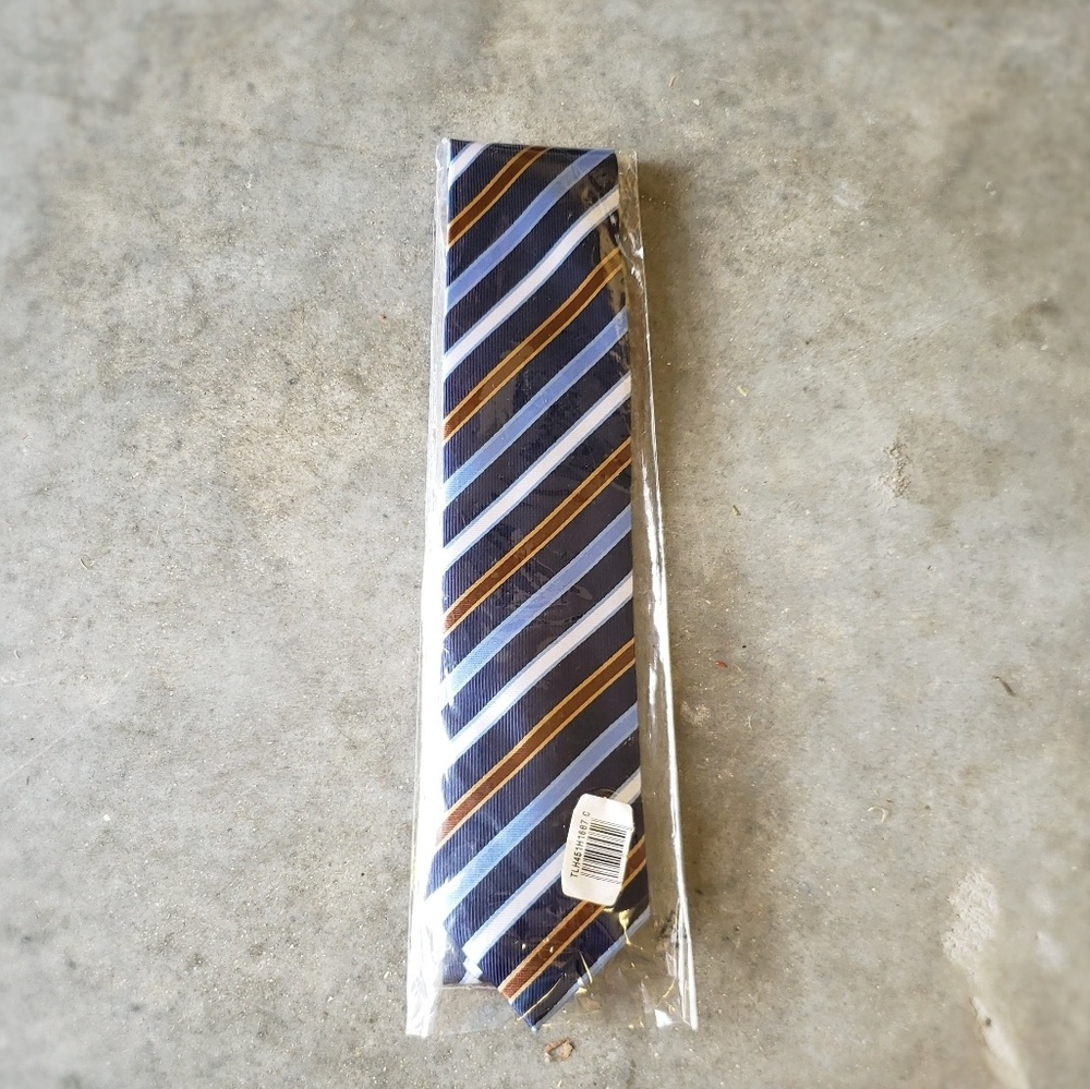 Christian Dior Blue White and Gold Striped Tie